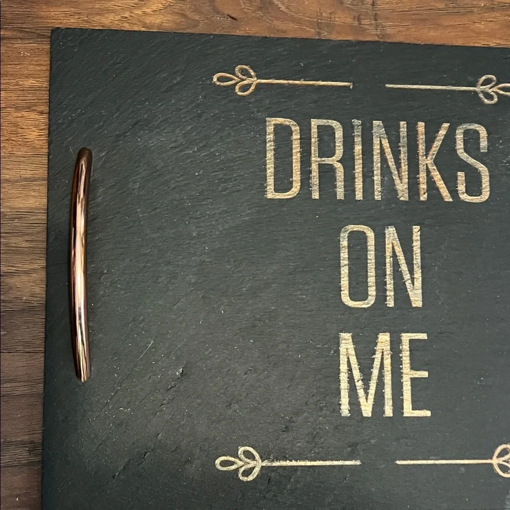 Pier 1 Black Tray with Copper Handles